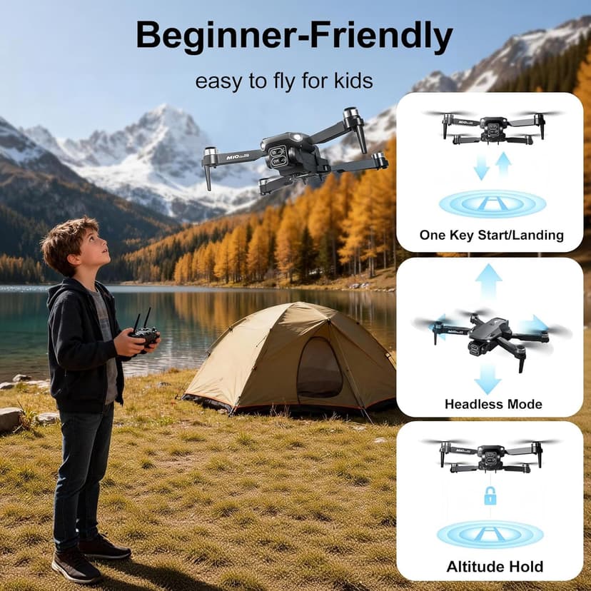 4K Drones with Camera for Adults,Foldable Drone for Beginners with 3 Batteries 36-Min Flight Time,HD FPV Transmission Drone,Mini RC Quadcopter with Gesture Selfie,One Key Start,Altitude Hold,3D Flips,3 Speed Modes Easier to use,Black