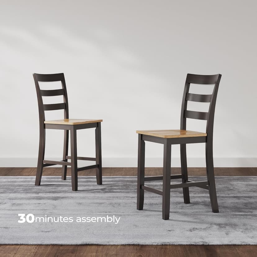 Signature Design by Ashley Gesthaven Counter Height Barstool, Set of 2, Adjustable Levelers, Solid Wood Frame, Natural/Brown