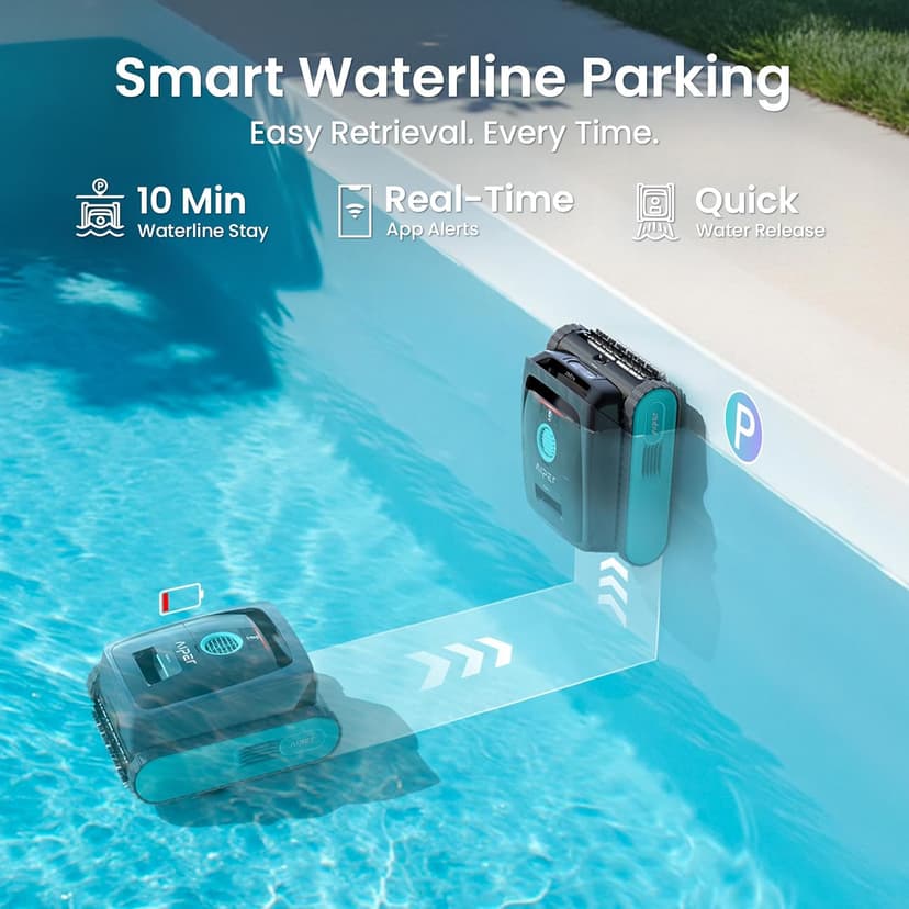 AIPER Scuba V3 AI Vision Cordless Robotic Pool Cleaner, Include Wireless Charging Dock, Smart Waterline Parking & Featherlight Design, Micromesh Multi-Layer Filtration, Blue