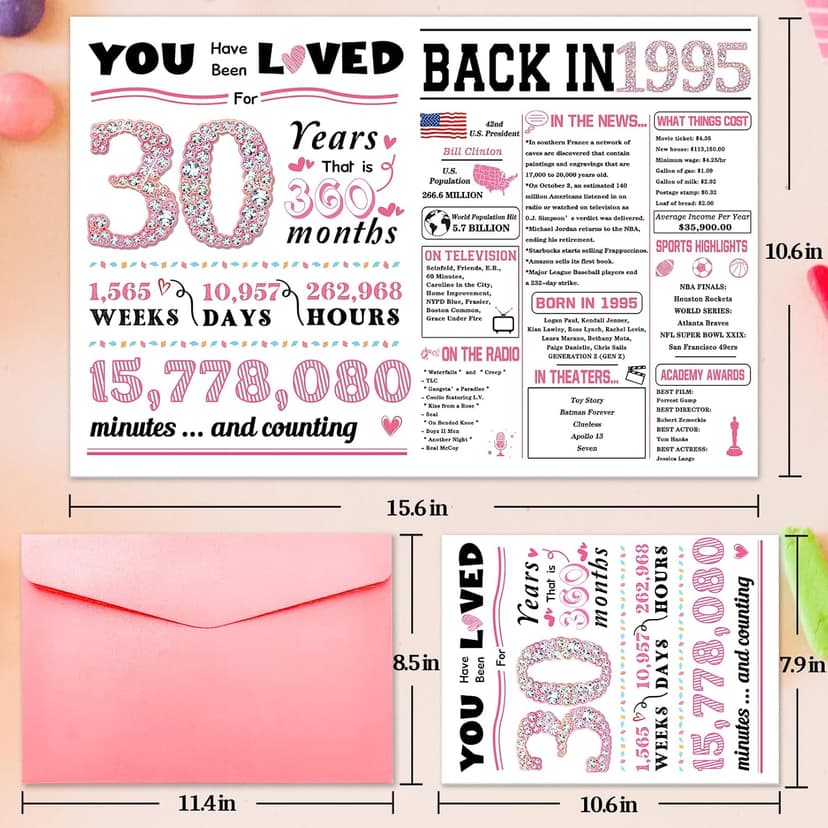 30th Birthday Card,30th Birthday Decorations for Her,Happy 30th Birthday Gifts for Women,Funny 30 Years Old Bday Gift for Sister Friends