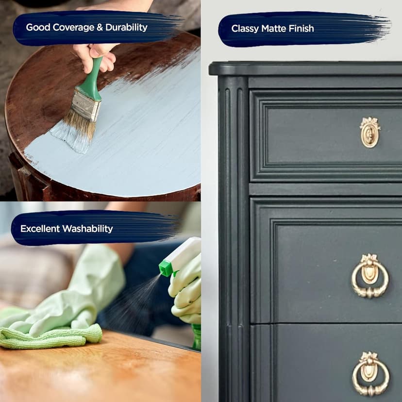 BLUEBIRD Chalk Furniture Paint - 500 ML / 16.9 fl oz for Furniture, Home Décor, Cabinets, and More (Teak Brown)