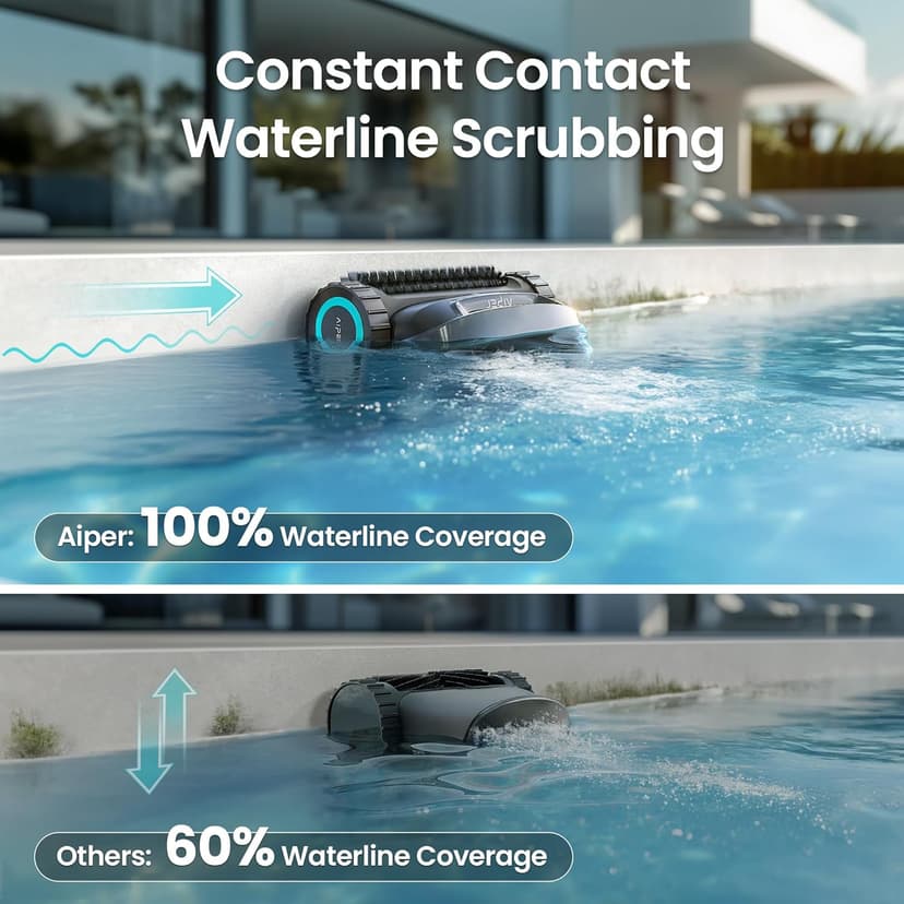 (2026 Upgrade) AIPER Scuba X1 Cordless Robotic Pool Cleaner with Micromesh Ultra-Fine Filter, Include Wireless Charging Dock, Cross Pattern Smart Navigation, Horizontal Waterline Scrubbing