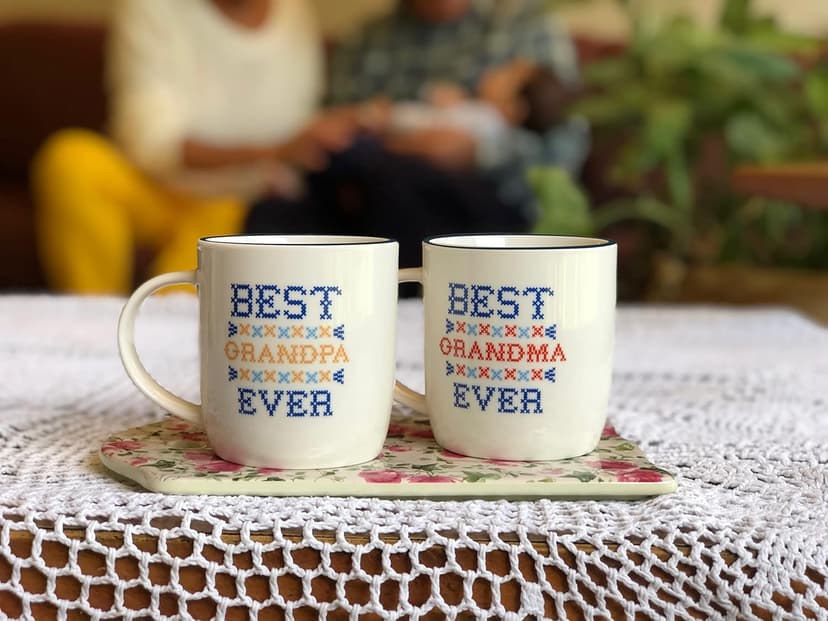 Triple Gifffted Worlds Best Grandparents Coffee Mugs for Grandma and Grandpa Gifts Ideas From Grandkids, Grandchildren, New First Time Grandparent Announcement Christmas Valentines Day, Ceramic 380ml