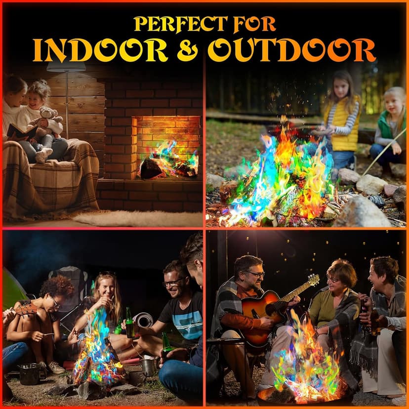 MEKER Fire Color Changing Packets - Fire Pit, Campfires, Outdoor Fireplaces, Bonfire - Magic Colorful Changing Fire - Perfect Fire Camping Accessories for Kids & Adults (12 Pack) B0C9THKCWY