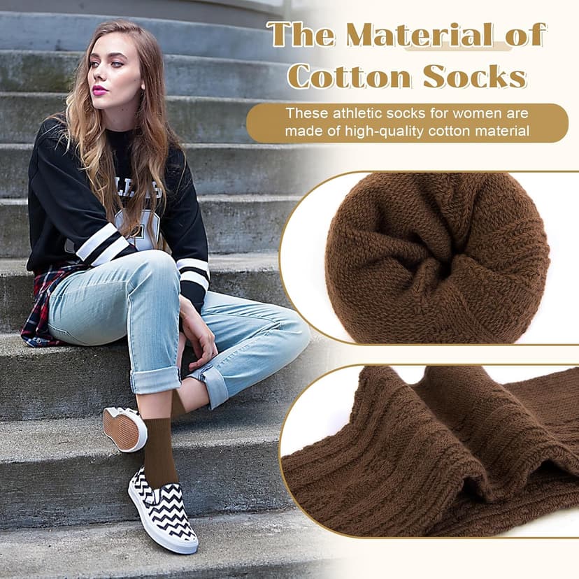 Athletic, Breathable, Warm, Soft, Comfortable, Calf, Gifts, Casual, Size 5-9, Fall Justay Crew Socks for Women, Cute Knit Boot Dress Cotton Socks B0C68LX55L