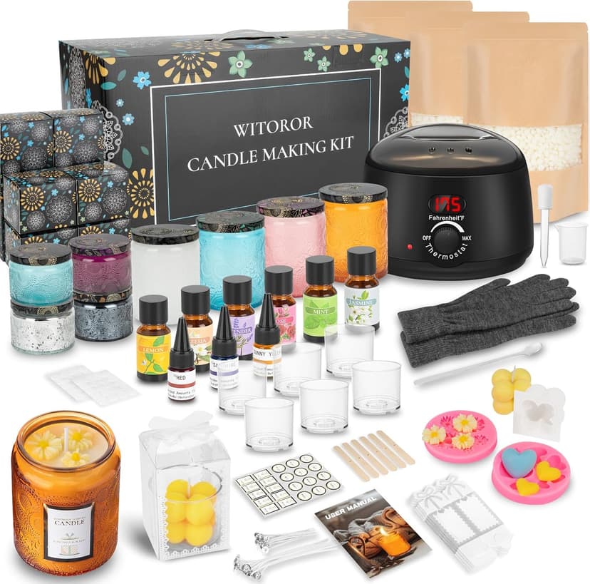 Candles Making Kit Supplies with Digital Soy Wax Melt Warmer Candle Making Complete Kit for Adults Beginners Starters WITOROR Candle Making Kit, Scented Candles Making Kit for Adults DIY B0D66WD6FG