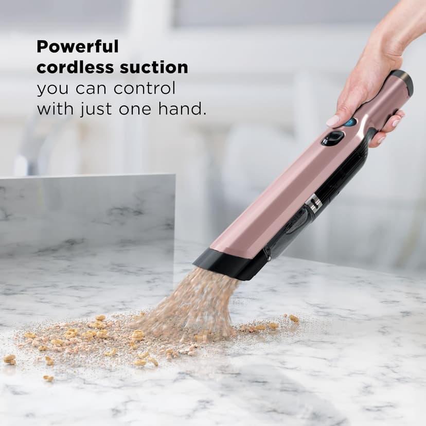 Shark WANDVAC Cordless Hand Vac, Lightweight, Portable at 1.4 lbs., Powerful Suction, Charging Dock, One-Touch Empty for Car & Home, Multi-Surface Pet Tool & Duster Crevice Tool, Rose Gold, WV201RGBRN