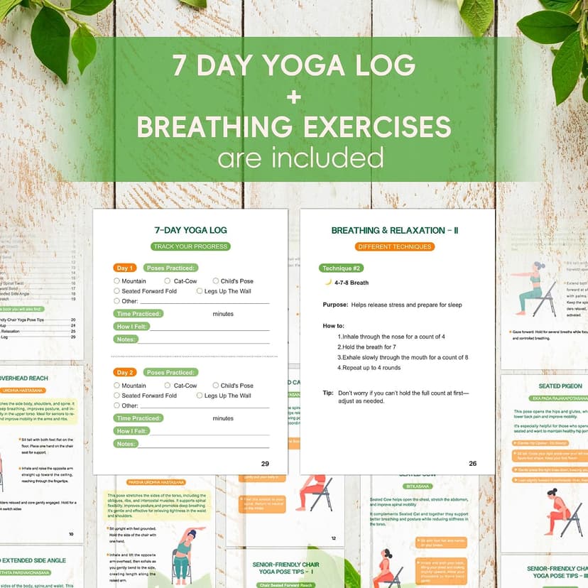 Chair Yoga for Seniors Over 60 Book & Chart – 30-Day Challenge, Gentle Seated Yoga Guide, Chair Yoga for Weight Loss & Flexibility, Senior Chair Exercises for Women & Men, 8.5x11" Book on Chair Yoga B0FPMT82TX