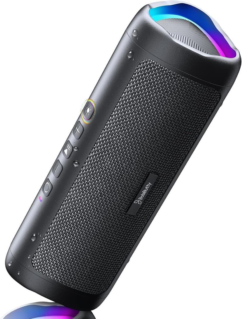Bluetooth Speaker with HD Sound, Portable Wireless, IPX5 Waterproof, Up to 20H Playtime, TWS Pairing, BT5.3, for Home/Party/Outdoor/Beach, Stocking Stuffers, White Elephant Gifts for Adults (Black)