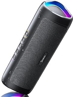 Bluetooth Speaker with HD Sound, Portable Wireless, IPX5 Waterproof, Up to 20H Playtime, TWS Pairing, BT5.3, for Home/Party/Outdoor/Beach, Stocking Stuffers, White Elephant Gifts for Adults (Black)