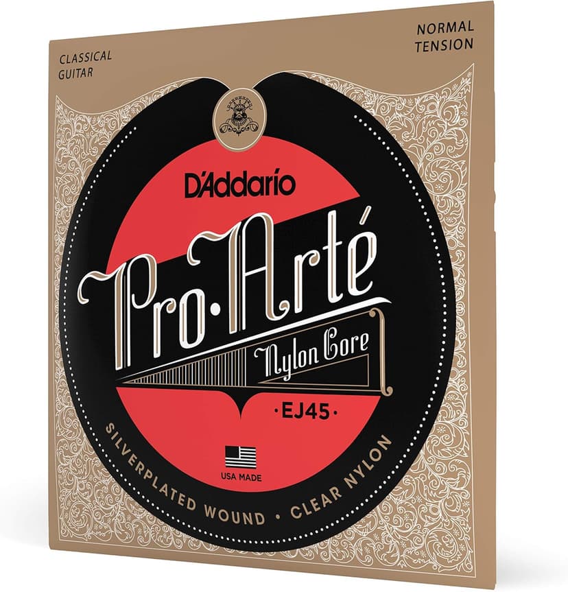 D'Addario Pro Arté Nylon Classical Guitar Strings, EJ45, Normal Tension, 6-String Set, Pack of 1