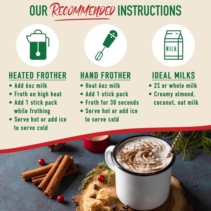 Caffelatto Milk Chocolate Hot Cocoa, Gourmet Single Serve Sticks, Made for Milk Frothers, Add Your Own Milk, Simple Ingredients and Easily Customized, 9 Pack