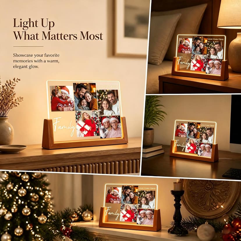 Personalized Photo Frame Gifts for Grandma Grandpa Wife Kids Baby Her Him on Christmas Birthday Mothers Fathers Day Custom Family Picture Frame, Christmas Family Gifts for Women Men Mom Dad B0HGY9689D