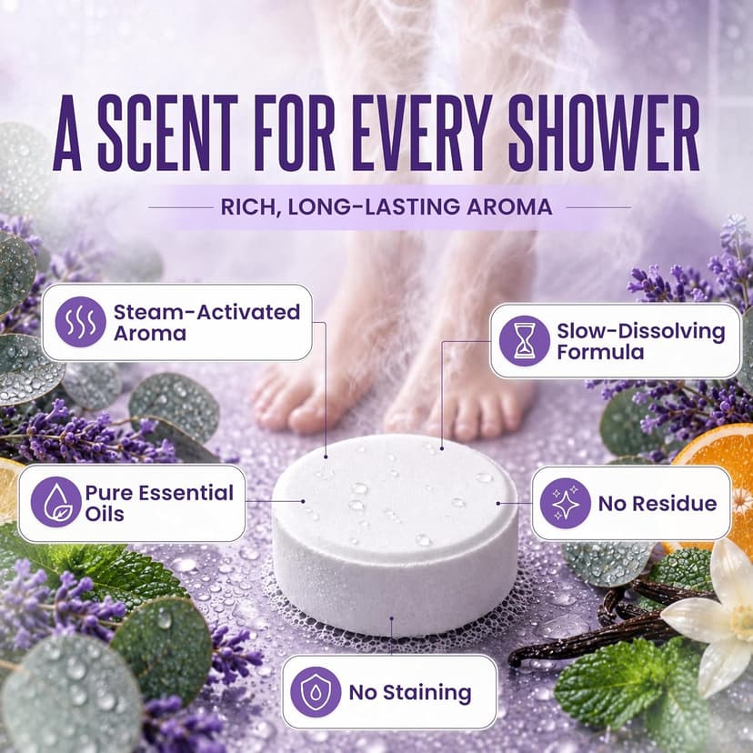 Cleverfy Shower Steamers Aromatherapy for Women and Men – Self-Care Shower Bombs for Stress Relief and Relaxation – 6 Tablets