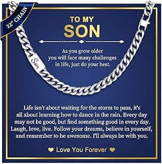 MEALGUET Stocking Stuffers 2025 Idea for Teen Boys Brother Son Grandson Love You Forever Engraved Stainless Steel Cuban Link Chain Necklace for Men Curb Chains Necklaces Jewelry Gift with Card