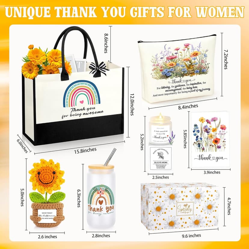 Thank You Gifts for Women Coworkers, Appreciation Farewell Goodbye Going Away Gifts for Coworker Friends Teacher Employees, Christmas Mothers Day Birthday Gifts for Women Set of 6