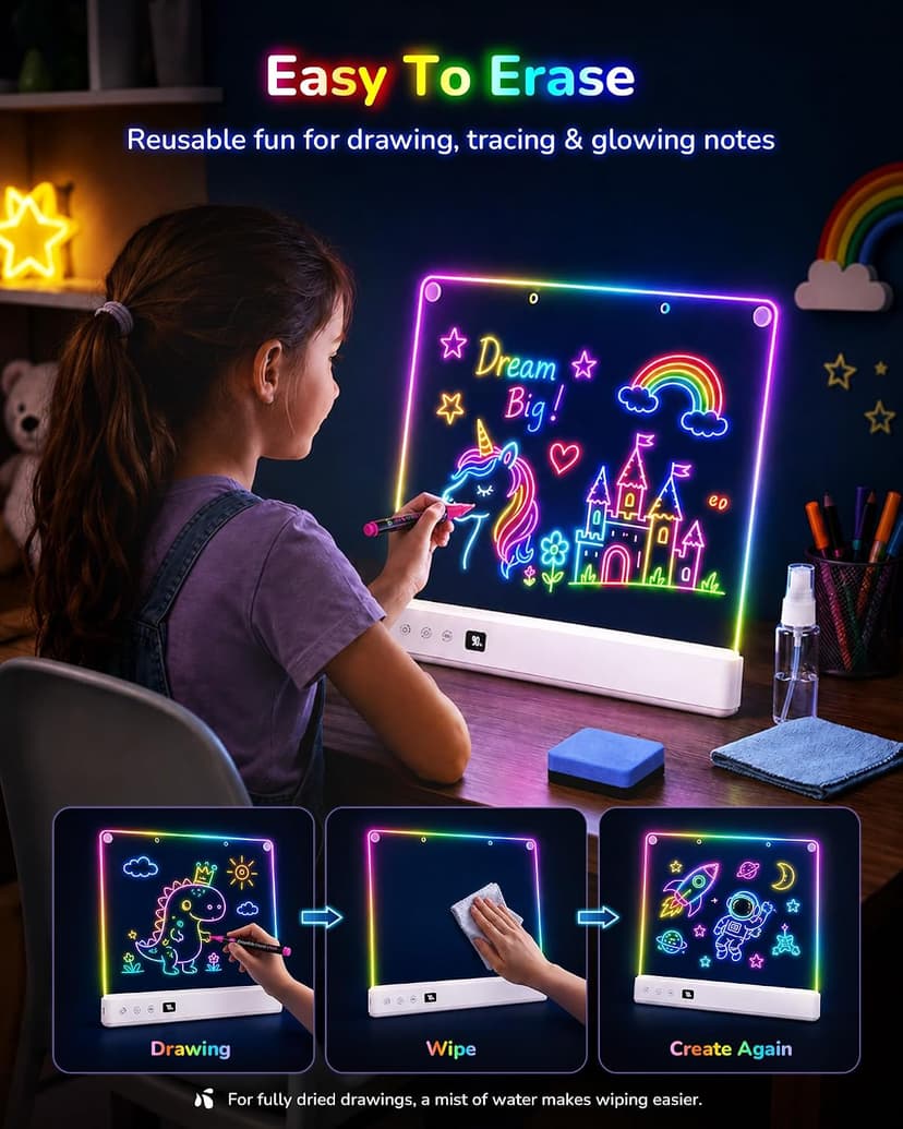 Aullsaty 16.5-Inch LED Drawing Board for Kids, Rechargeable Light Up Dry Erase Board with 16 Light Effects, 7 Markers and Tracing Kit, Birthday or Christmas Gift for Boys and Girls Ages 3-12 B0H7HFPLFM