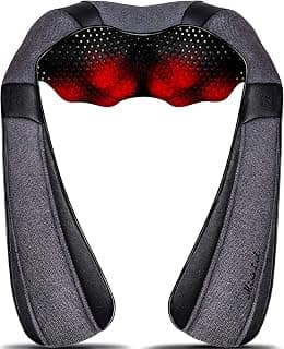 Ergonomic 3D kneading nodes, corded design, auto shutoff, Christmas ideal gifts for relaxing use at home, office, or travel Mirakel Heat Neck Massager for Pain Relief Deep Tissue - Gift for Women Men B07WJSY2G8