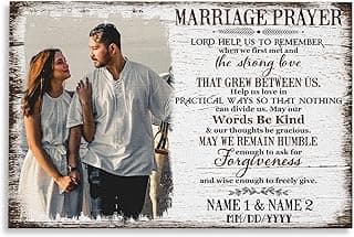 Dem Canvas Personalized Prints, Custom Photo and Name, Wedding Gifts for Couple, Anniversary Valentine Gift, Marriage Prayer Canvas, Engagement Gift (12x08)