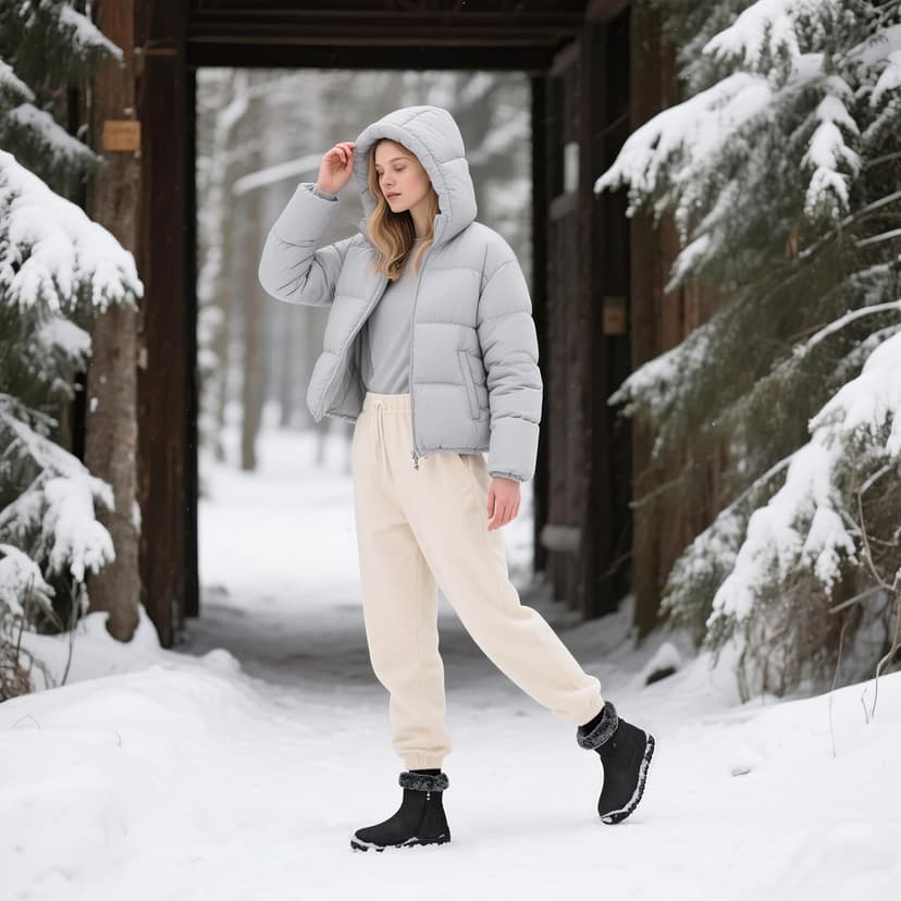 SHIBEVER Women's Snow Boots Winter Fur Lined Waterproof Anti-Slip Booties Women Ankle Snow Boots