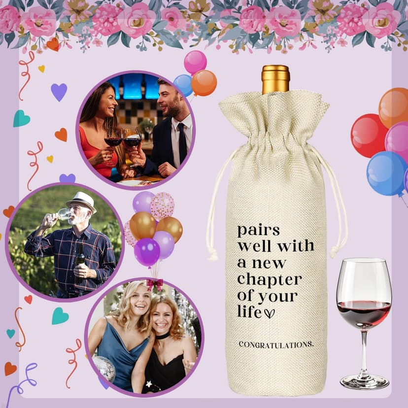 TBITON New Job Gifts, Farewell Gifts for Coworkers,New Beginning Gifts, Wine Gift Bags Going Away Gift for Friends Coworker Boss, Pairs Well With A New Chapter of Your Life (Beige-NEW JOB02) B0DHHFYD2C