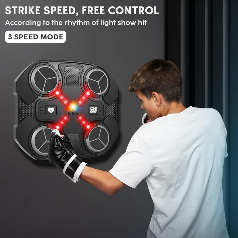 Music Boxing Machine Sport Toys for Kids and Adults,Wall Mounted Bluetooth Smart Punching Target,Training Pad Toy with Boxing Glove,Ideas Toys for Boys Girls Kids 3 4 5 6 7 8 9 10 11 12+ Years Old