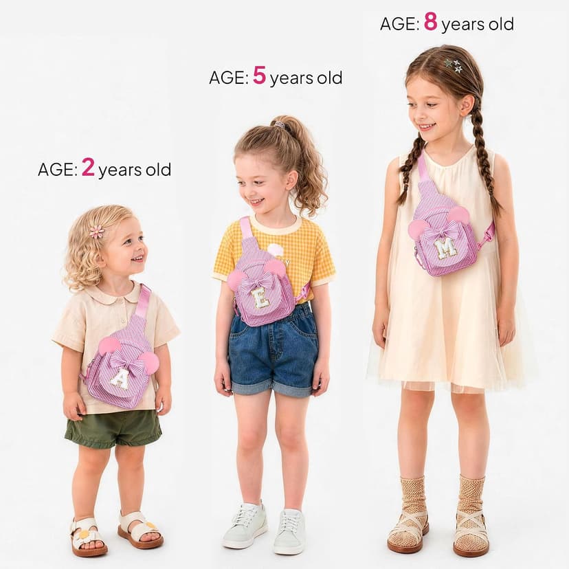 Personalized Gifts for Girls Sling Bag Purse for Toddler, 2 3 4 5 6 7 8 Year Old Girls Crossbody Bag Toddler Purse Anoup Gifts for 2 3 4 5 6 Year Old Girl Sling Bag for Girls Kids, Pink E B0GY869KBQ