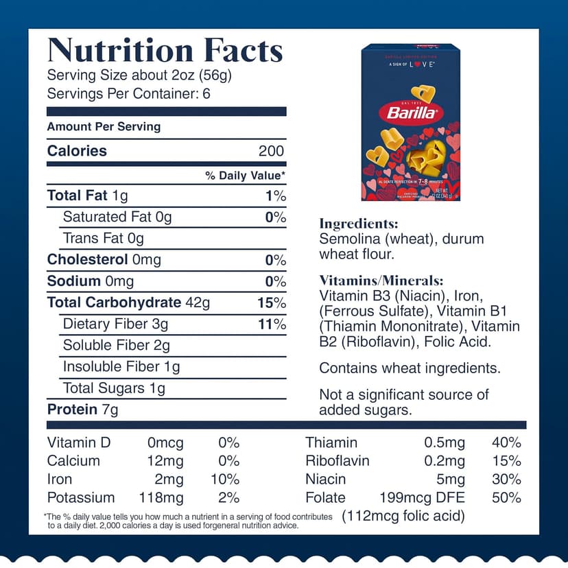 Barilla Heart Shaped Pasta, Non-GMO Kosher Pasta, 12oz. B0CSTBQMJG