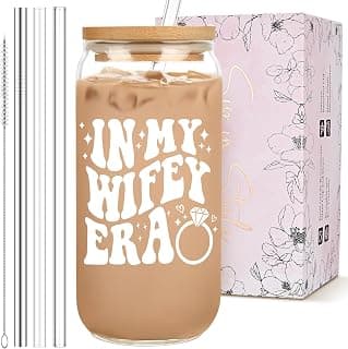 Bridal Shower Gift - Cute Cool Wedding Day Idea for Bride to Be, Future Mrs, Bachelorette - In My Wifey Era Glass Cup Tumbler B0D53X13TP