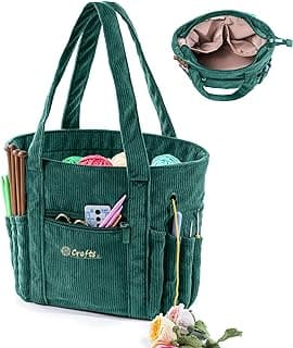 Crochet Bag and Tote - Corduroy Yarn Bag - Yarn Holder for Crocheting - Crochet Storage Bag for Crochet Hooks, Crochet Accessories, Knitting Bag for Crochet Lovers, Mother's Day Gift