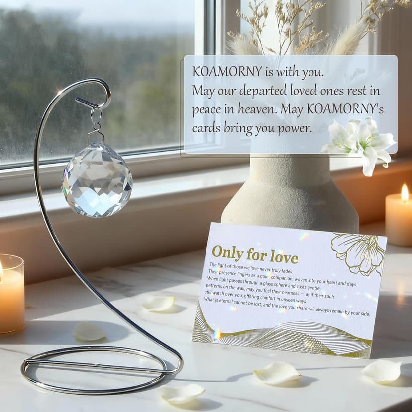 Memorial Gift with Stand, Unique Sympathy Idea for Loss of Family & Loved One, Tabletop Clear Crystal Rainbow Maker, Thoughtful Remembrance Bereavement Box