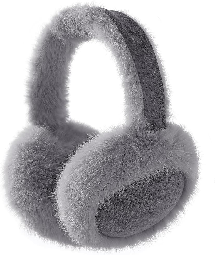 Clothirily EarMuffs for Women, Faux Fur Warm Ear Muffs for Winter, Foldable Winter Ear Covers, Fuzzy Ear Warmers for Women