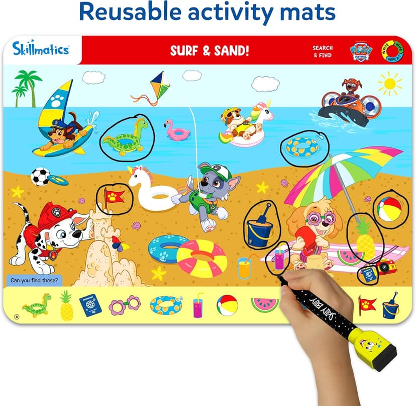 Reusable Write & Wipe Mats, Learning Games, Educational Toy for Toddlers, Kids, Boys & Girls Ages 3, 4, 5, 6 Skillmatics Search and Find PAW Patrol, Preschool Activity, Christmas Gift B0FQVC9MGX