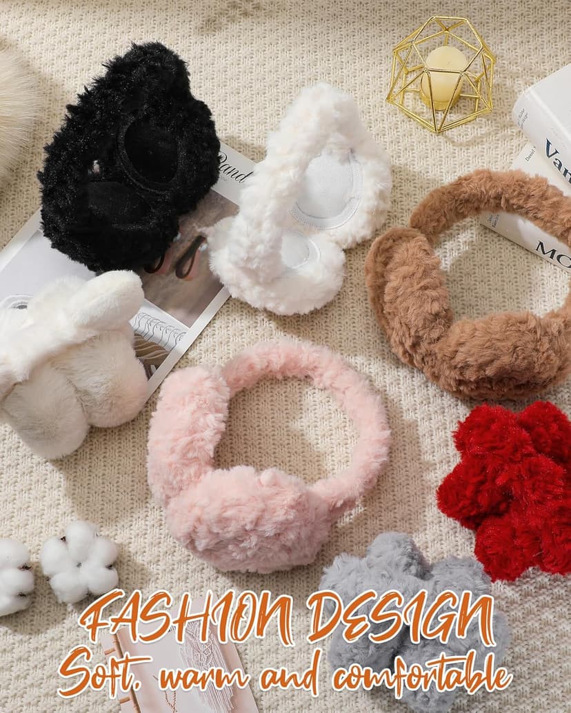 Trifabricy EarMuffs for Women Winter Faux Fur Warm Earmuffs Cute Foldable Ear Covers Cold Weather Fluffy Ear Warmers
