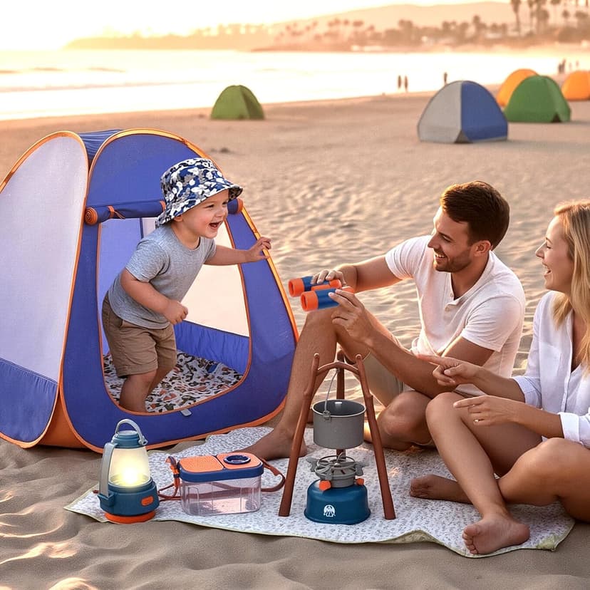Pop-up tent, campfire, lantern, binoculars and camping gear for realistic pretend adventures indoors or outdoors Meland Camping Play Set for Child 3-6, Pretend Adventure Toy Gift B094XXBT8Z