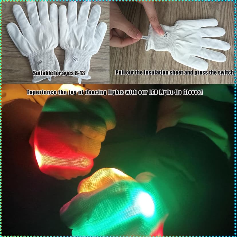 Toys for Ages 8-13 LED Gloves Toys for Boys Age 8-10 Light Up Gloves, Light Up for Kids Birthday Easter Gift Cool Fun Toys for 8-13 Year Old