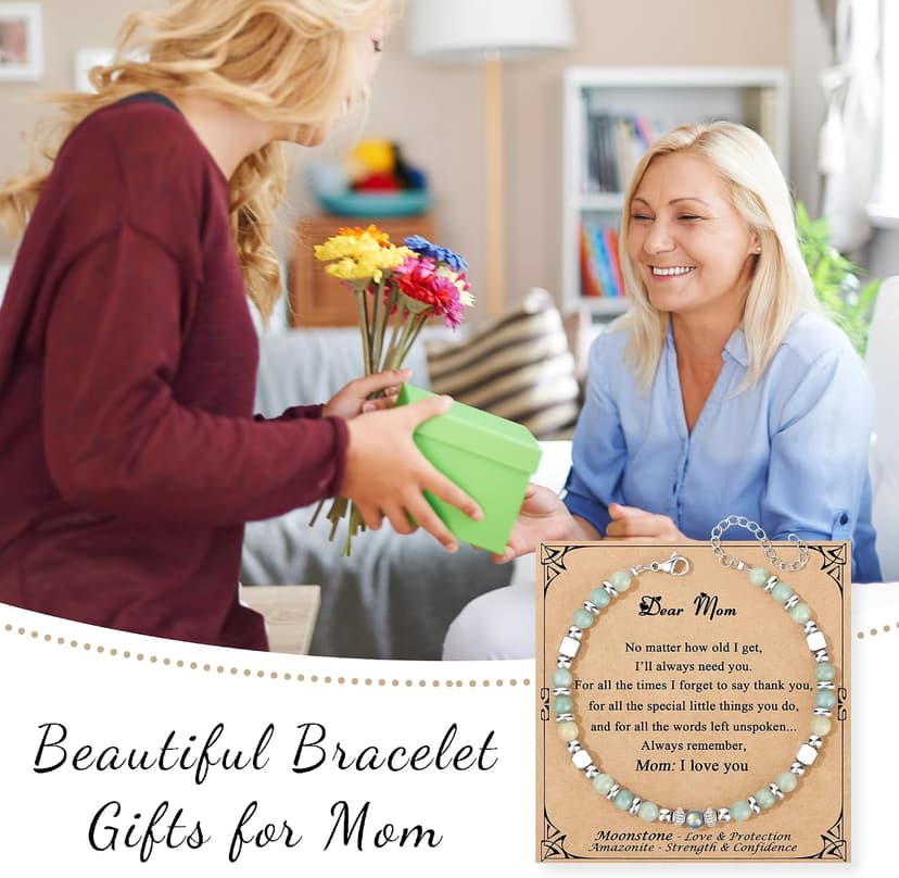 Christmas Birthday Valentines Mothers Day Graduation Gifts Natural Stone Stainless Steel Beads Bracelets Gifts for Women Moonstone Bracelet, Amazonite Imperial Jasper Bracelets B0D5B42N13