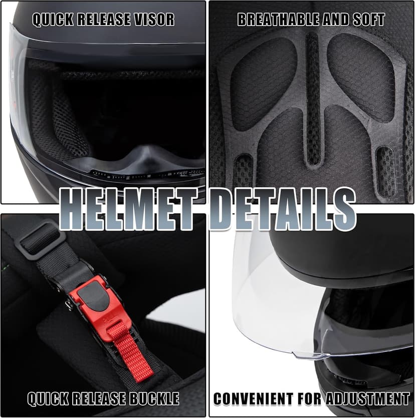 Cartman Full Face Motorbike Helmet - DOT Certified for Racing & Street Bikes, Adult Visor Helmet with Aerodynamic Design