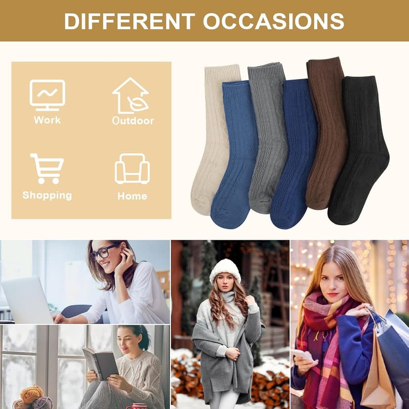 Athletic, Breathable, Warm, Soft, Comfortable, Calf, Gifts, Casual, Size 5-9, Fall Justay Crew Socks for Women, Cute Knit Boot Dress Cotton Socks B0C68LX55L