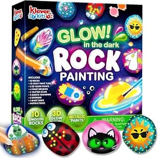 JOYIN Rock Painting Kit- Glow in The Dark Rock Kit, Arts and Crafts for Kids Ages 6-12, Art Supplies Toy, Kids Craft Paint Kits, Arts & Crafts for Boys Girls Birthday Party Gift Toy