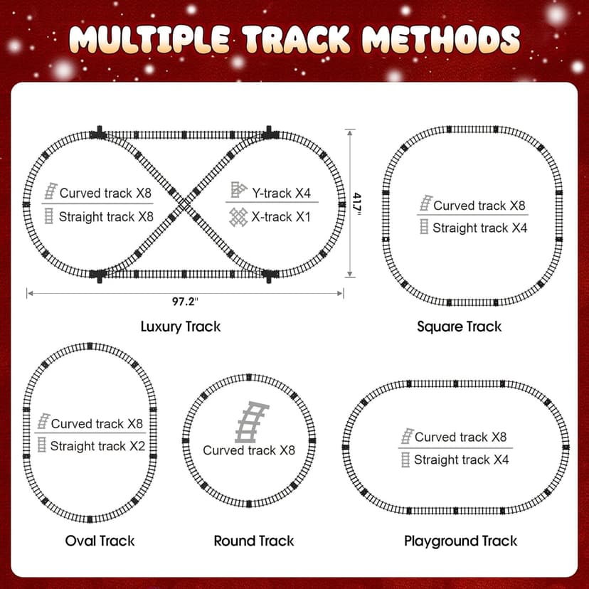 Hot Bee Train Set for Boys, Alloy Remote Control Train Sets with Steam Locomotive, Light Up Cars and Tracks, Electric Trains Set Toys for Toddler Kids, Christmas Toys Gifts for 3 4 5 6 7 8+ Year Old