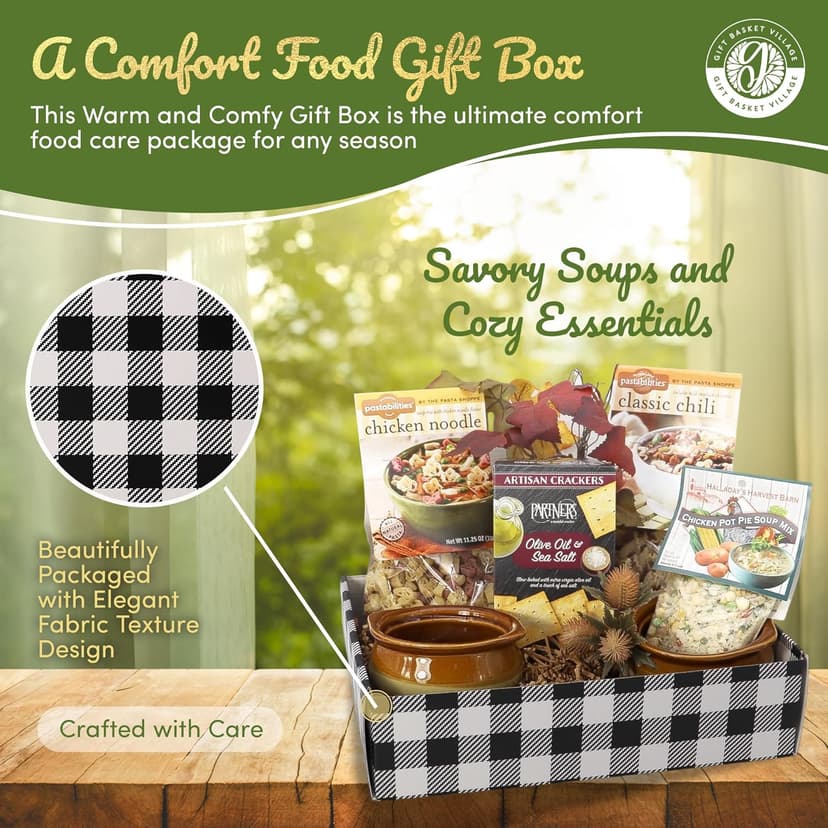 Gift Basket Village Soup Gift Basket – Dried Soup Mixes Variety, Instant Soup Packets, Crackers & Bowls, Soup Gift Baskets for Adults, Comfort Food Box for Cold & Warm Season - Medium