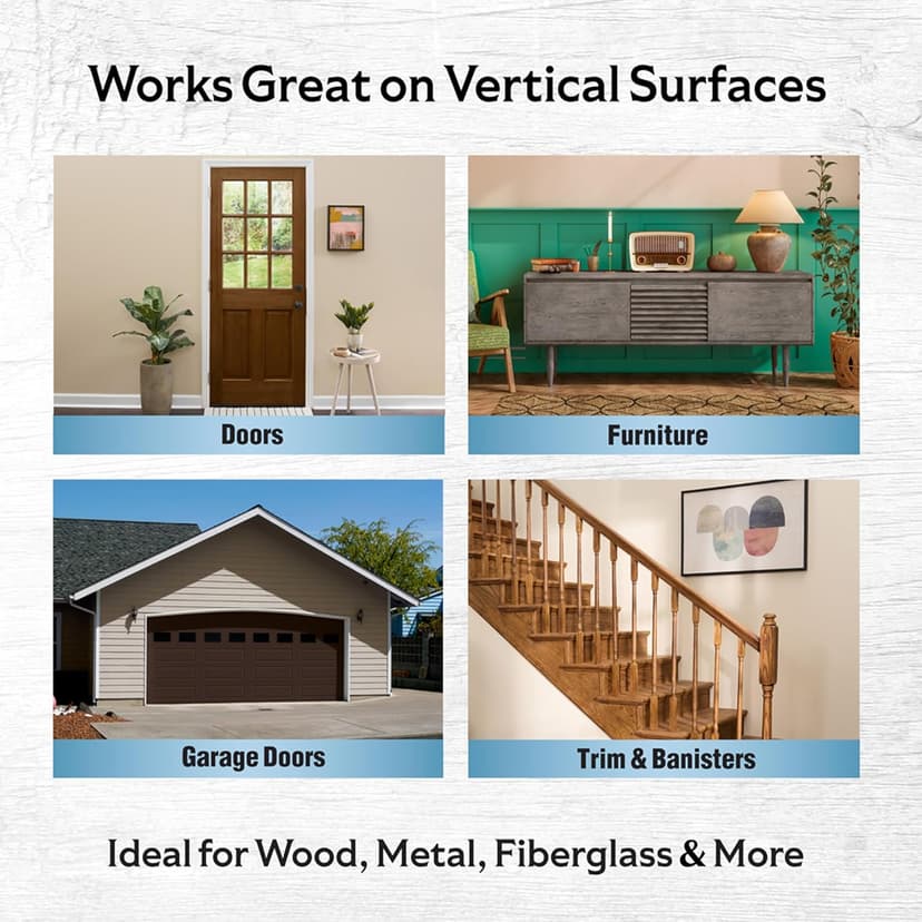 Varathane Total Control Gel Stain | Low Odor Water-Based Formula | Thick Gel Formula for Vertical Surfaces | Ideal for Wood, Metal & Fiberglass | Half Pint | Dark Walnut