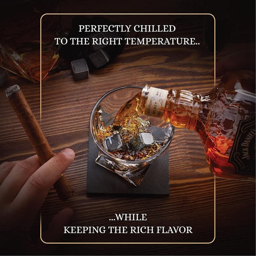 Whiskey Stones Gift Set by Royal Reserve – Artisan Crafted Reusable Chilling Rocks for Scotch – Stocking Stuffer for Men - Bourbon Gifts for Husband Dad Boyfriend Guy