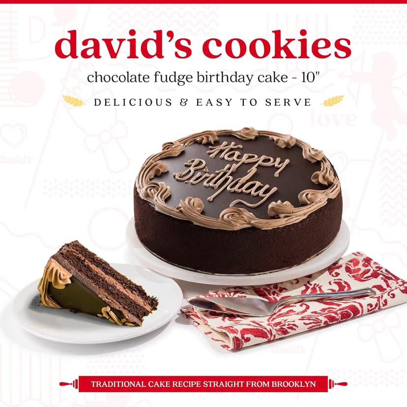 David’s Cookies Chocolate Fudge Cake 10” - Birthday Cake For Delivery Fresh Bakery Dessert - Quality Cakes for Delivery - Great Birthday Gift Idea