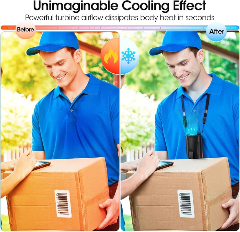 Heelkl 2026 AI Portable Fan Rechargeable, 4-Speed Strong Airflow, Personal Waist Fan with up to 25H of Working Time, Hands-Free Hanging Neck Fan, Wearable Belt Fan for Camping, Outdoor, Jobsite B0CZ3QR58B