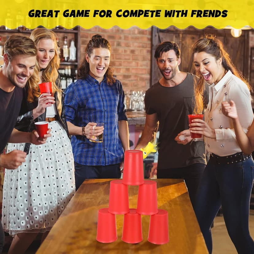 Chalyna 22 Pcs Flying Chicken Slingshot Rubber Finger Chicken Slingshot Include 16 Rubber Finger Toys 6 Dart Cups Funny Christmas Stuffers Novelty Gifts for Birthday Christmas Easter Party Favor