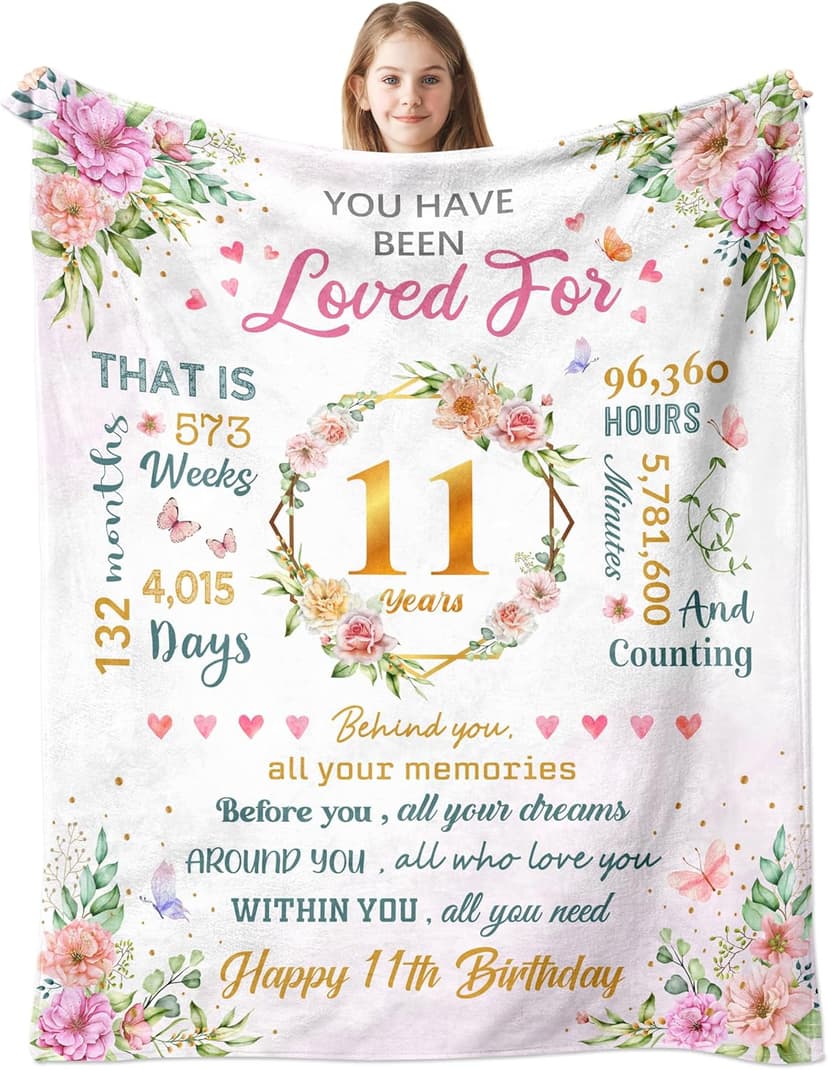 Birthday Gifts for 11 Year Old Girls, 11 Year Old Girl Birthday Gifts, 11th Birthday Decorations Gifts for Girls, Best Birthday Presents Ideas for 11 Yr Old Girl Throw Blanket 60"x50"
