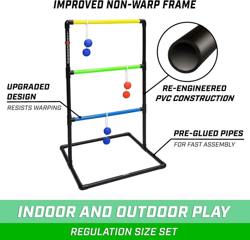 GoSports Ladder Toss Indoor & Outdoor Game Set with 6 Soft Rubber Bolo Balls and Travel Carrying Case - Choose Pro or Classic