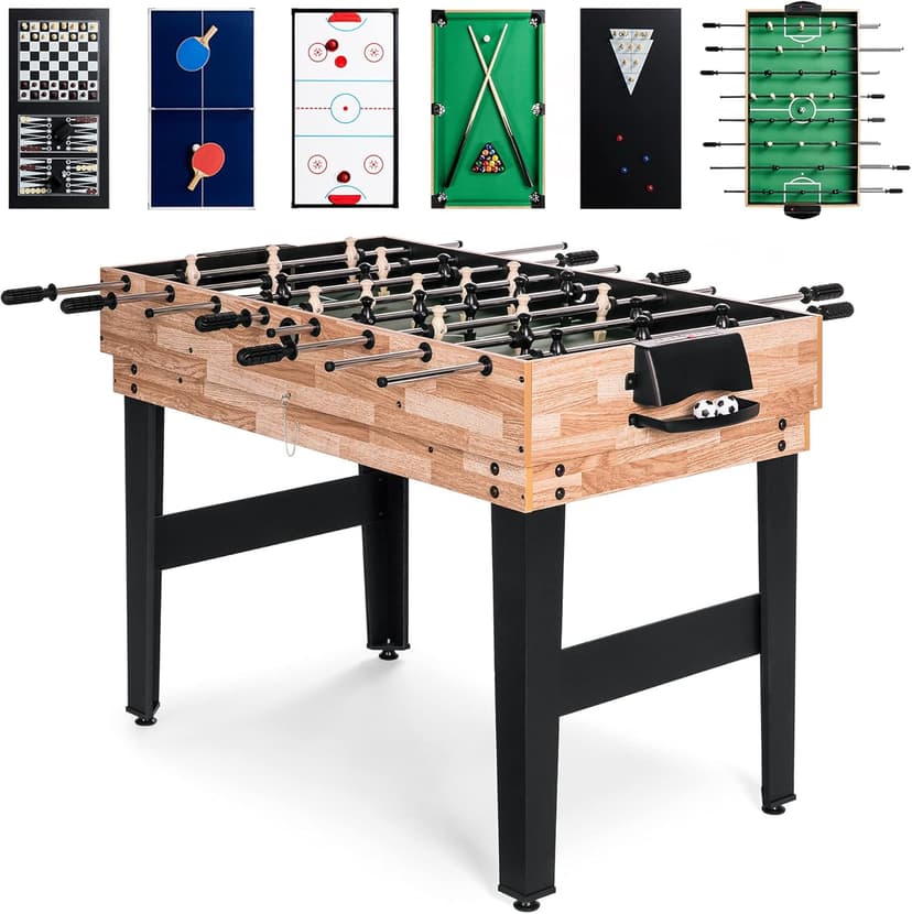 Best Choice Products 2x4ft Combo Game Table Set for Home, Game Room, Friends & Family w/Hockey, Foosball, Pool, Shuffleboard, Ping Pong, Chess, Checkers, Bowling, and Backgammon